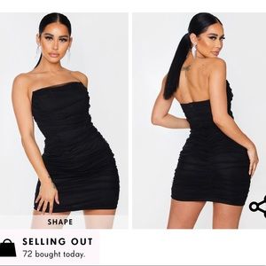 Black, strapless dress